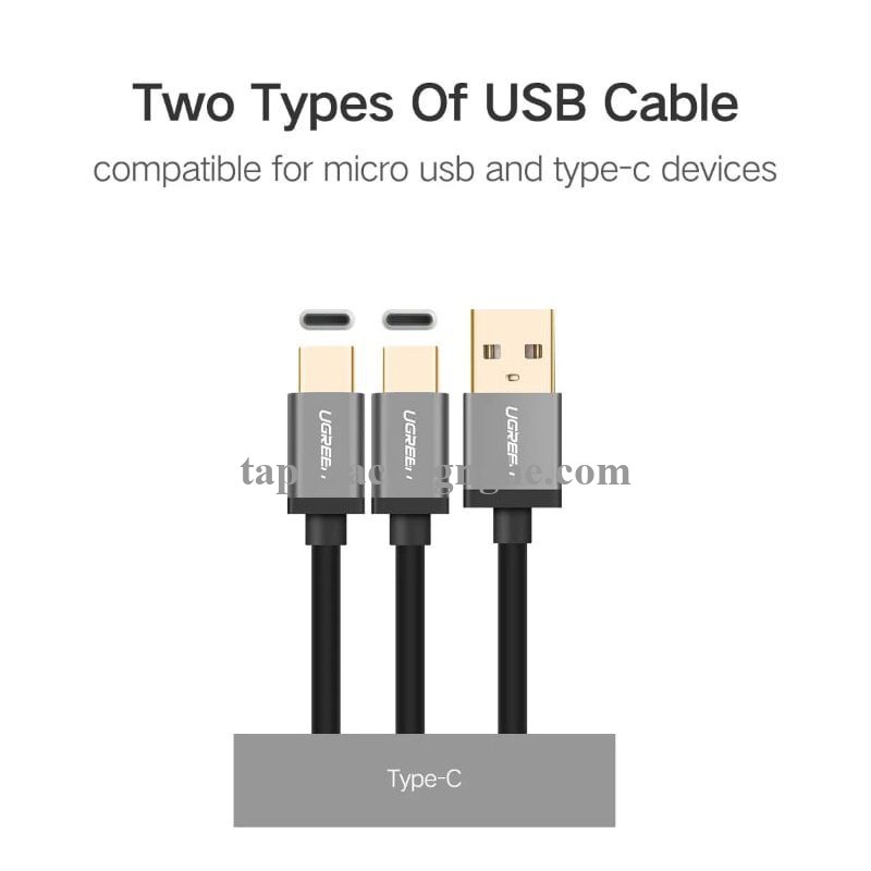 Ugreen 40350 0.5m màu Đen Cáp USB-A sang 2 đầu TypeC cao cấp US196 30040350